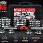 Tegovi Bučice Podesivi 30kg sa Šipkom za Spajanje – Set Bučica i Šipke za Kućni Fitness i Profesionalni Trening